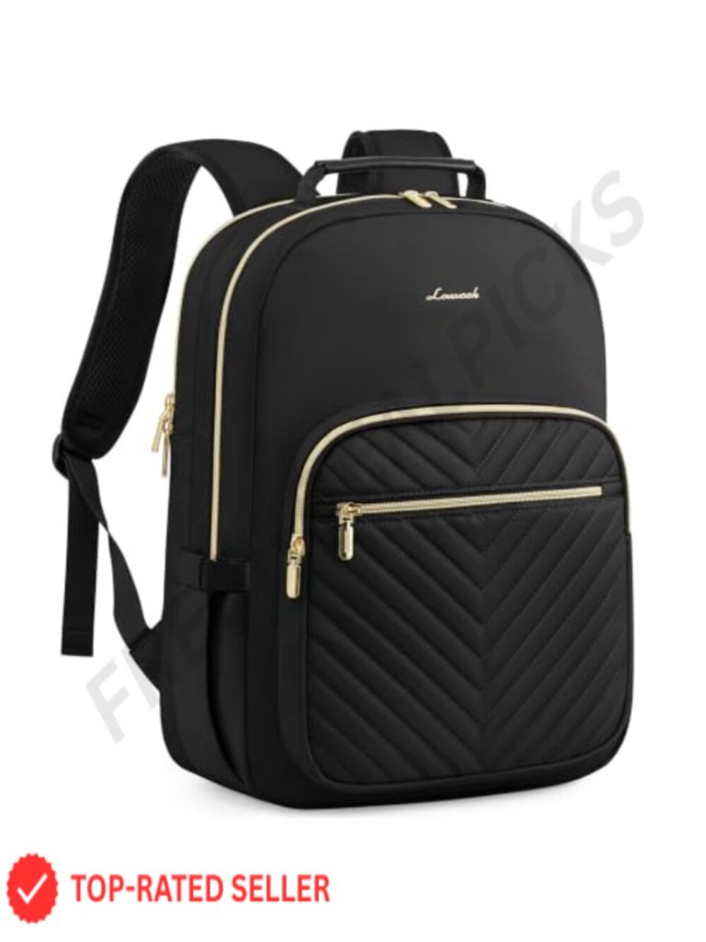 Quilted Laptop Backpack Purse for Women, Work Travel Daypack, USB Port, Fits